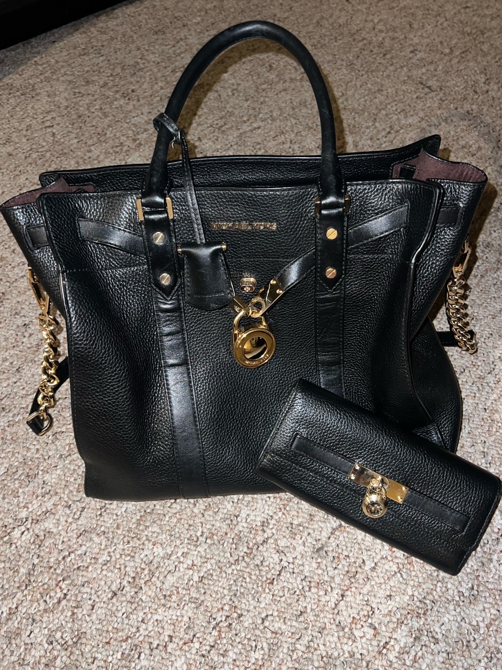 Michael Kors Nouveau Hamilton Large Pebbled Leather Satchel & Matching Wallet
